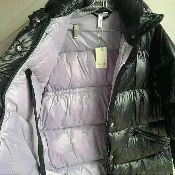 MANGO Quilted Puffer Winter Jacket 'Aspen' Shiny Black size S - Picture 11 of 16